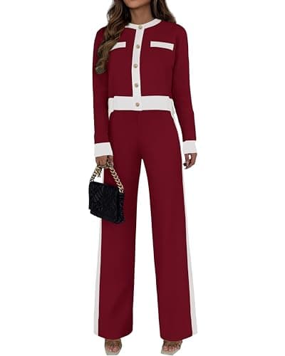 PRETTYGARDEN Women's Long Sleeve Button Down Cardigan & Wide Leg Pant Lounge Set