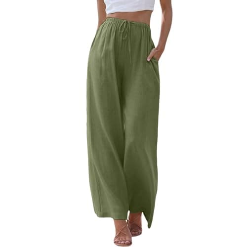 Women's Linen Summer Palazzo Pants with Pockets