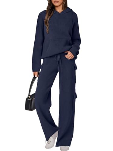 ANRABESS Women's Casual Knit Hoodie & Straight Leg Pants Fall Fashion Set