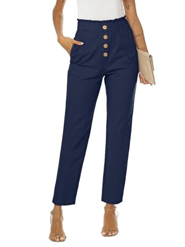 NIMIN High-Waisted Elastic Cropped Paper Bag Pants with Pockets