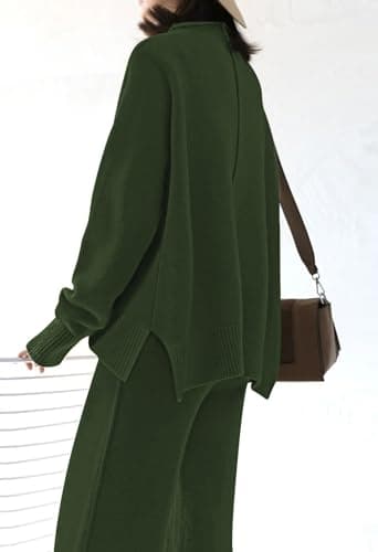 Linsery Women's High Neck Knitted Sweater & Wide Leg Pant Lounge Set