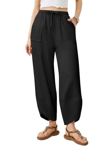 Jiflora Women's Wide Leg Cotton Linen Palazzo Pants with Pockets