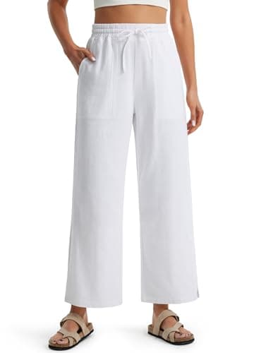 Libin Women's Wide Leg Linen Palazzo Pants High Waist Casually Cropped