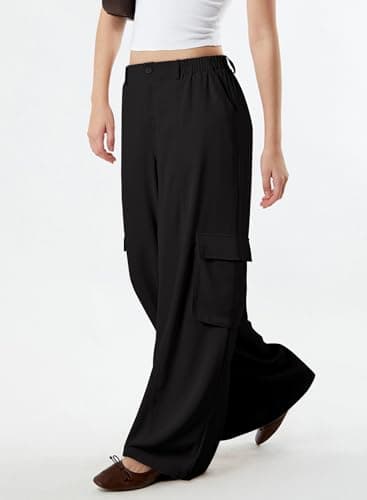 Dokotoo Women's Wide Leg Flowy Palazzo Pants High Waist 4 Pockets
