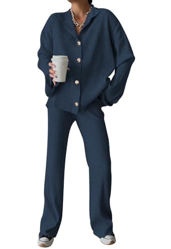 Cakulo Women's 2024 Lounge Sets Cardigan Knit Pants Matching Outfit