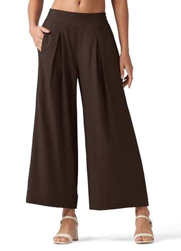 Willit Women's Linen Wide Leg Palazzo Pants with Pockets Summer Beach Casual