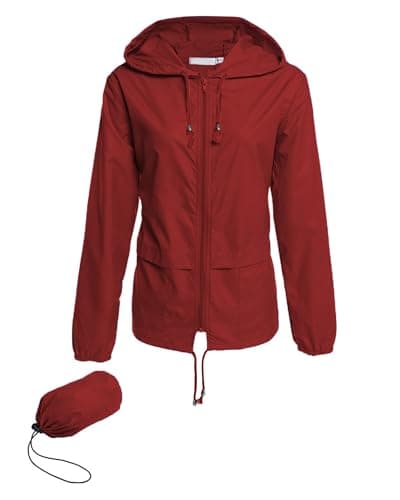 Hount Women's Lightweight Waterproof Hooded Raincoat Packable Outdoor Jacket (S-3XL)