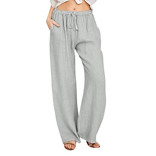 Nantdog Loose Summer Palazzo Pants with Pockets Plus Size