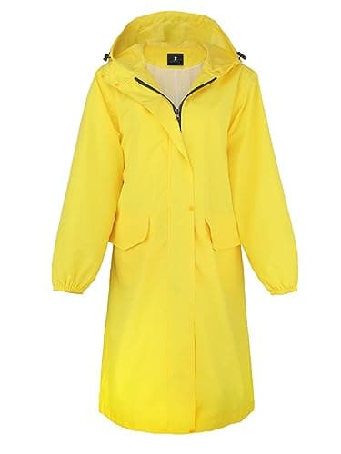 SaphiRose Women's Lightweight Waterproof Long Hooded Rain Jacket