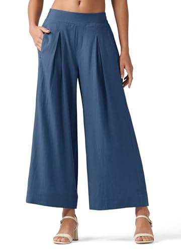 Willit Women's Linen Wide Leg Palazzo Pants with Pockets Summer Beach Casual