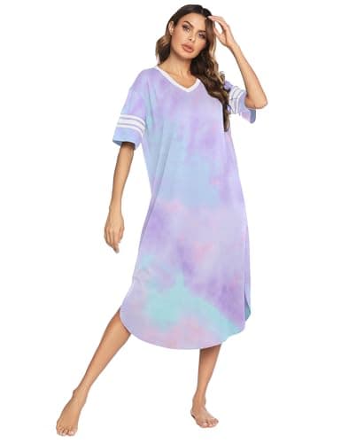 Refined Title: Ekouaer Women's V Neck Nightgown, Oversized Loose Sleepwear Dress