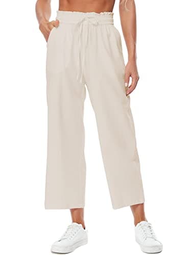BCOFUI High-Waisted Linen Wide Leg Beach Pants