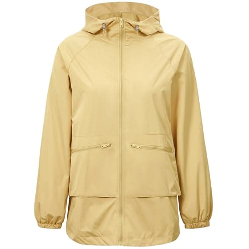 Zando Women's Waterproof Lightweight Raincoat with Hood Packable Windbreaker