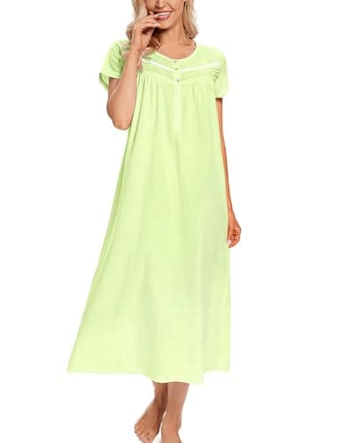 IZZY + TOBY Women's Soft Cotton Nightgowns Long Sleeve Pajamas