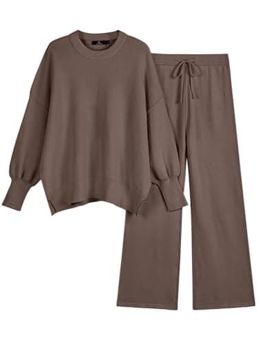 Refined Title: LILLUSORY Women's Sweatsuit Set: Oversized Knit Pullover Top with Wide Leg Pants