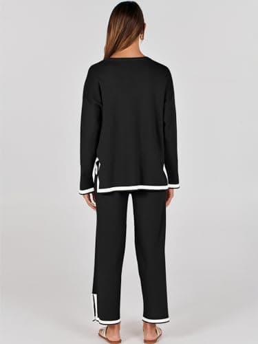 ANRABESS Women's Knit Sweater & Wideleg Pants Matching Sweatsuit Set