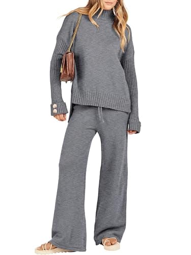 Caracilia Women's 2-Piece Fall Sweater Set & Wide Leg Pants Travel Fashion