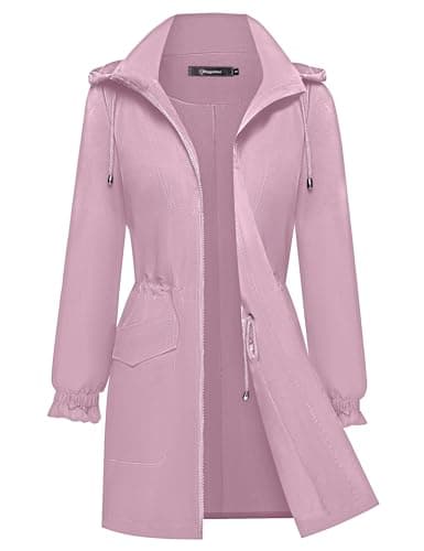 Bloggerlove Women's Lightweight Waterproof Raincoat with Hood Outdoor Windbreaker