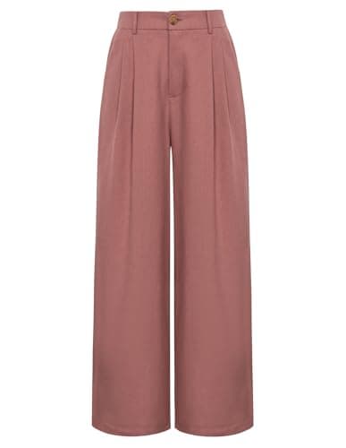 GRACE KARIN Wide Leg Cotton Linen Pants for Women with Pockets