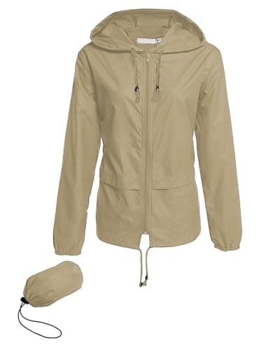 Hount Women's Lightweight Waterproof Hooded Raincoat Packable Outdoor Jacket (S-3XL)