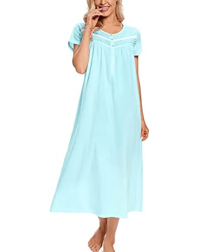IZZY + TOBY Women's Soft Cotton Nightgowns Long Sleeve Pajamas