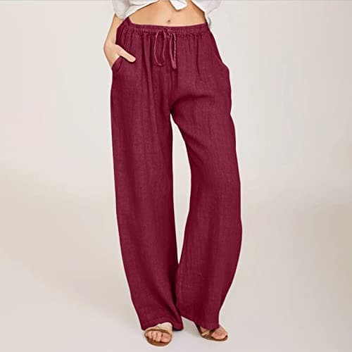 Nantdog Loose Summer Palazzo Pants with Pockets Plus Size