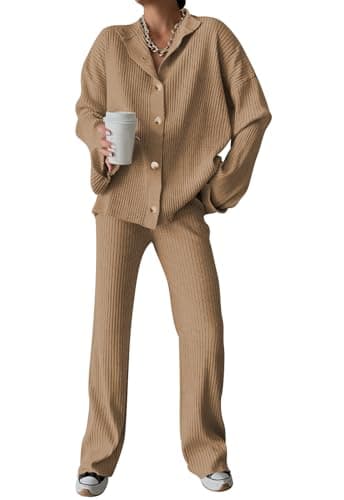 Cakulo Women's 2024 Lounge Sets Cardigan Knit Pants Matching Outfit