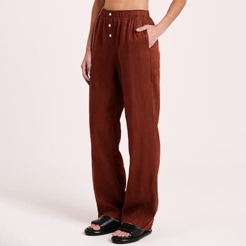 Women's High Waisted Wide Leg Linen Pants