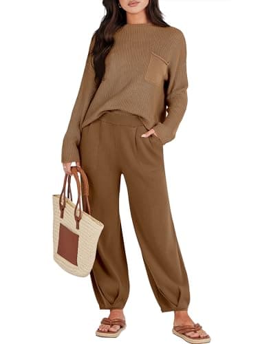 Caracilia Women's 2-Piece Knit Tops and Loose Pants Sets