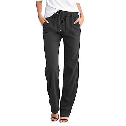 Casual Women's Lightweight Cotton Linen Drawstring Pants