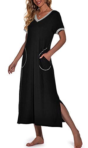 Women's Long Nightgown with Pockets