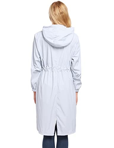 ELESOL Women's Waterproof Long Hooded Raincoat Light & Travel Trench Coat S-3XL