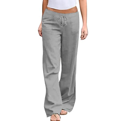 Women's Cotton Linen Wide Leg Palazzo Pants