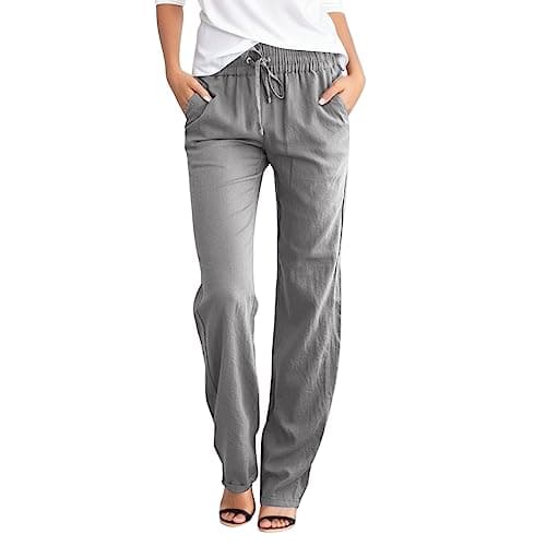 Casual Women's Lightweight Cotton Linen Drawstring Pants