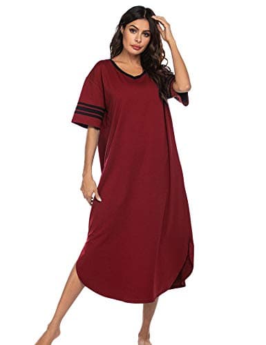 Refined Title: Ekouaer Women's V Neck Nightgown, Oversized Loose Sleepwear Dress
