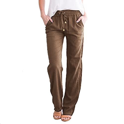 Casual Women's Lightweight Cotton Linen Drawstring Pants