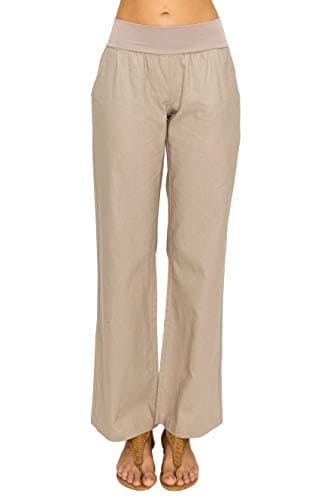 Poplooks Women's Comfy Linen Pants