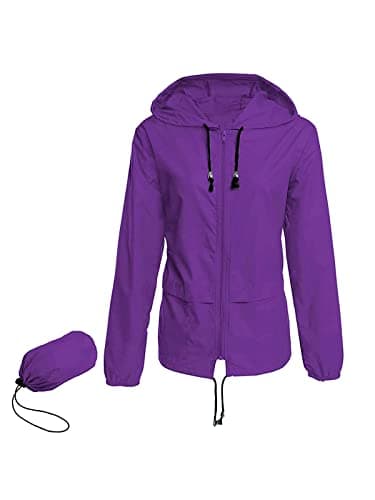 Century Women's Packable Waterproof Raincoat With Hood Windbreaker Jacket