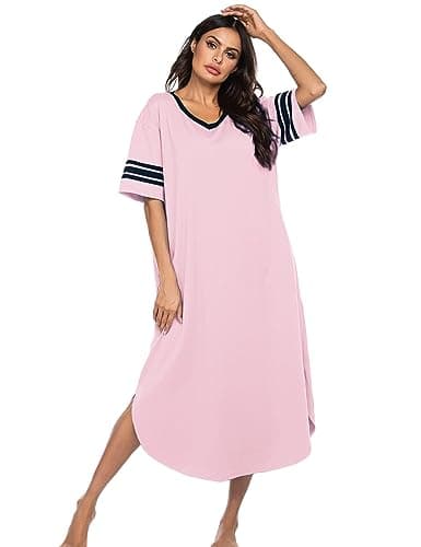 Refined Title: Ekouaer Women's V Neck Nightgown, Oversized Loose Sleepwear Dress