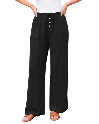 GRAPENT High Waisted Wide Leg Linen Pants for Women Summer Palazzo Casual