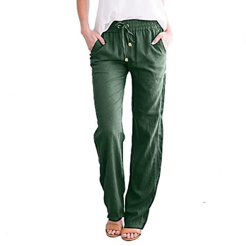 Casual Women's Lightweight Cotton Linen Drawstring Pants