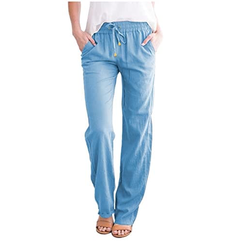 Casual Women's Lightweight Cotton Linen Drawstring Pants