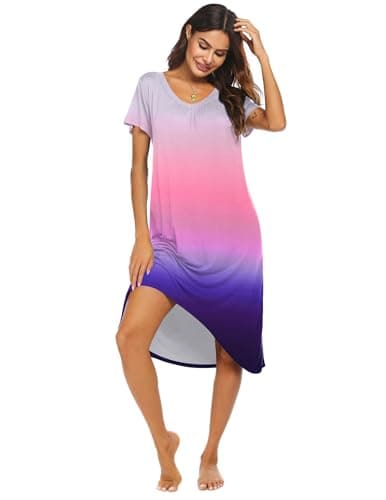 Ekouaer Comfy Plus Size Womens Short Sleeve Sleepwear S-3XL