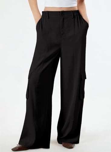 Dokotoo Women's Wide Leg Flowy Palazzo Pants High Waist 4 Pockets