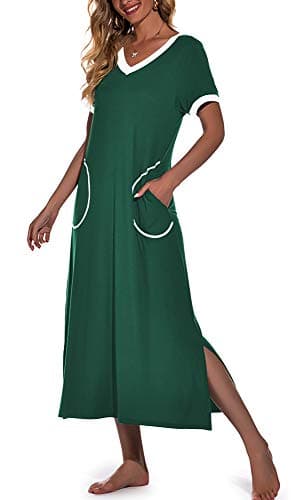Women's Long Nightgown with Pockets