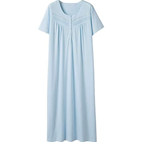 Soft 100% Cotton Women's Nightgowns, Comfortable Short Sleeves