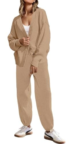 SAUKOLE Women's Oversized Knit Sweater & Matching Long Pants Set