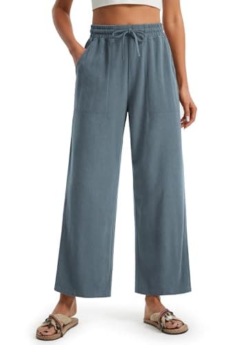 Libin Women's Wide Leg Linen Palazzo Pants High Waist Casually Cropped