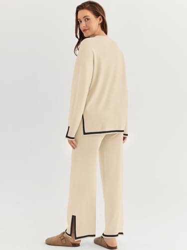 LILLUSORY Women's Fall 2-Piece Lounge Set Sweatsuits Wide Leg Pants