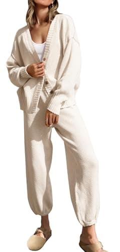 SAUKOLE Women's Oversized Knit Sweater & Matching Long Pants Set